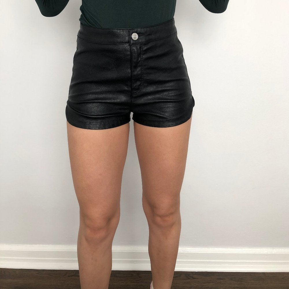 Faux leather shorts